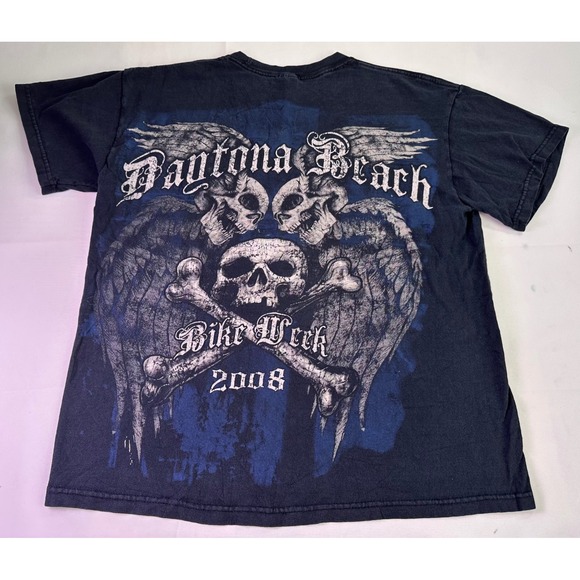 Jerzees Other - Y2K Daytona Beach Bike Week 2008 T Shirt Men's Medium Skulls‎ Wings Motorcycle